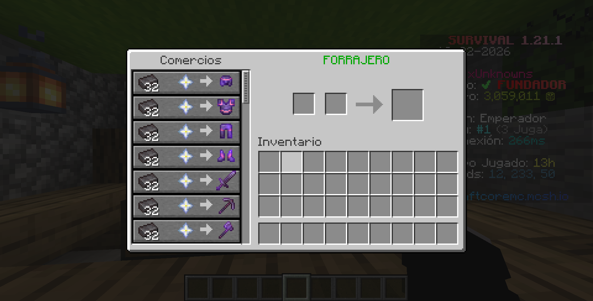 Menú de Tradeos del Mercader Escarlata